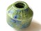 38mm Green with Blue Spots Banded Round Bead Vintage Ceramic Macrame Bead